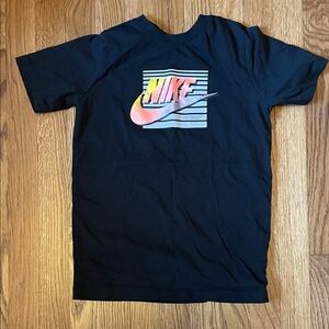 Nike Boys Black Tee with Vibrant Logo